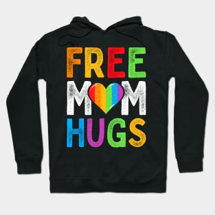 Free Mom Hugs Heart LGBT Ally Pride Month Retro Hoodie